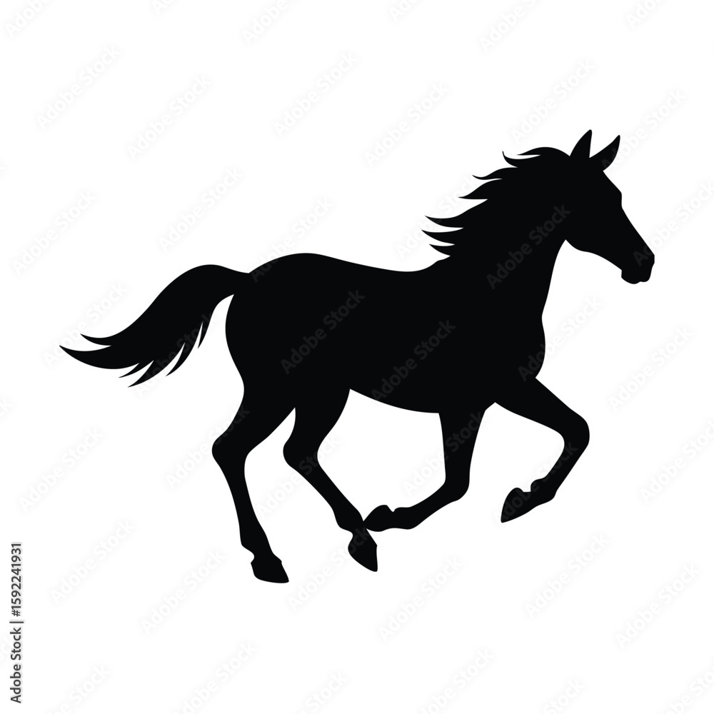 Obraz premium Galloping Horse Captured In Full Motion Scene Line Art Vector illustration