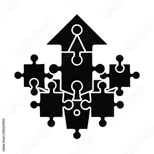 Interlocking Puzzle Pieces Forming a Connection Teamwork or Solution Concept Vector