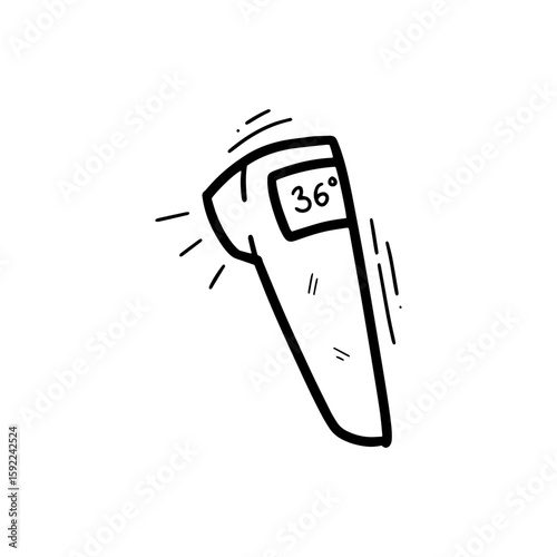 Hand Drawn Digital Thermometer Illustration. Doodle Vector. Isolated on White Background - EPS 10 Vector
