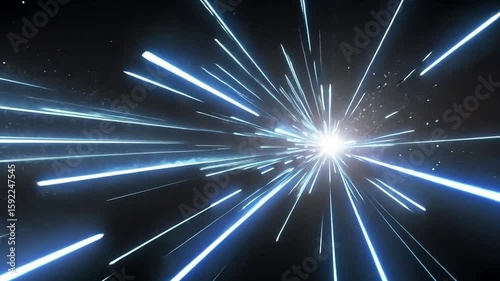 Hyperspace Jump: Light Speed Animation Through Starfield, Futuristic Travel