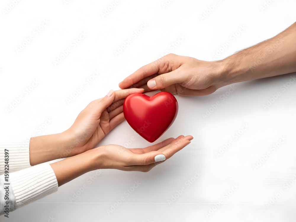 Sharing Heart Concept Hands Giving Red Heart Object Sharing Heart Concept Hands Giving Red Heart Object