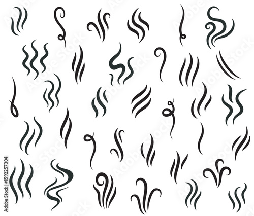 Smoke Steam Icon Set Aroma Heat and Vapor Vector Logos Vector Illustration