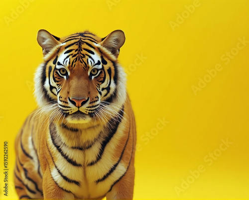 Tiger on yellow wall