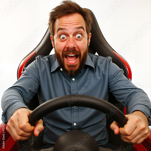 Man playing a racing car game