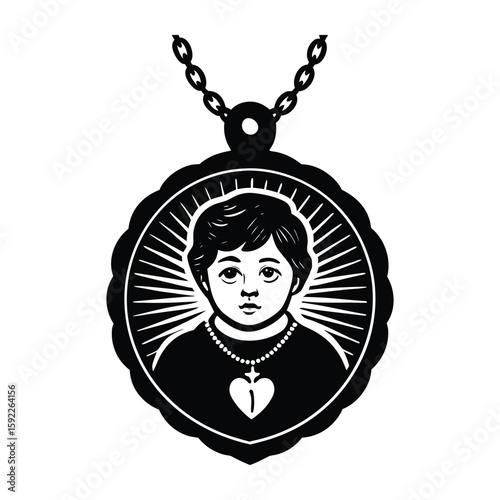 Child Jesus Pendant Necklace Sacred Heart Religious Jewelry