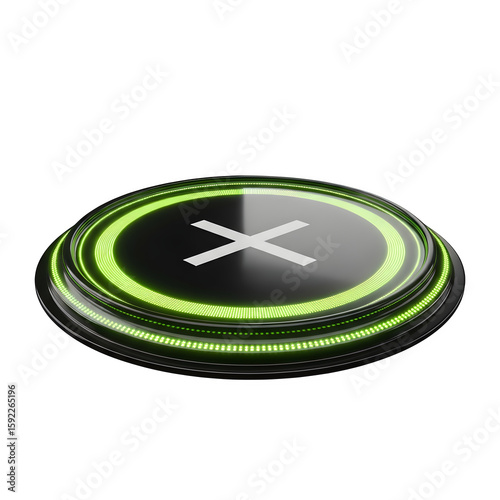 3D Green Helipad - White X Symbol, Modern Landing Zone, Drone Navigation, Urban Technology, Futuristic Transport Infrastructure, Aviation Platform