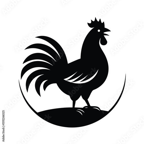 Morning Rooster Singing Loudly To Start The Day Line Art Vector illustration