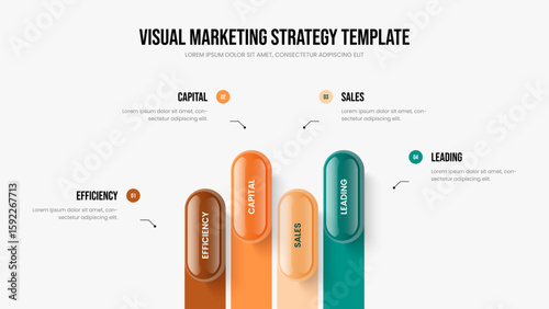 Modern Profile Four Element Infographic Frame Layout. Advertising Growth Slide Design Vector Illustration. Digital Development 4 Step Diagram Slideshow Template.