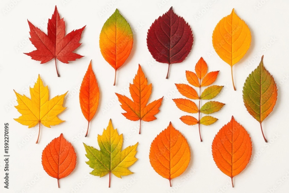 Obraz premium A Spectrum of Fall Leaves in Vibrant Hues