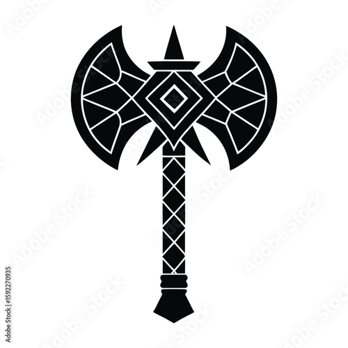 Double Bitted Battle Axe Graphic Design Element
