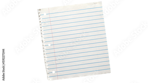 Loose Leaf Lined Paper Isolated on Transparent Background