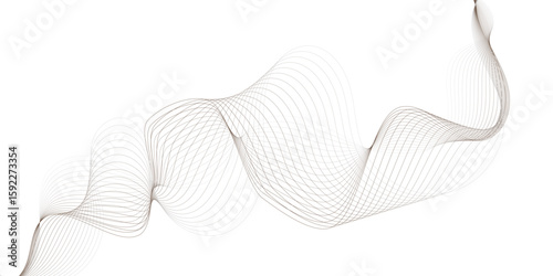 modern grey brown wavy lines Digital frequency track equalizer background. Curved wave smooth stripe seamless pattern white background.	