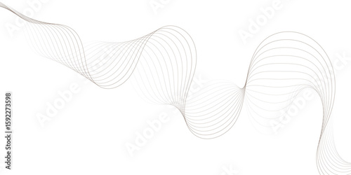 modern grey brown wavy lines Digital frequency track equalizer background. Curved wave smooth stripe seamless pattern white background.	