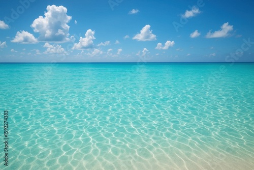 A Serene Tapestry of Blue and White Waves under a Sky of Endless Blue