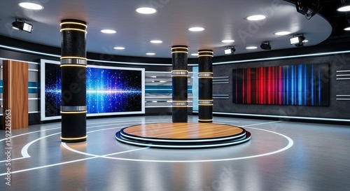 Television studio, virtual studio set. ideal for green screen compositing.