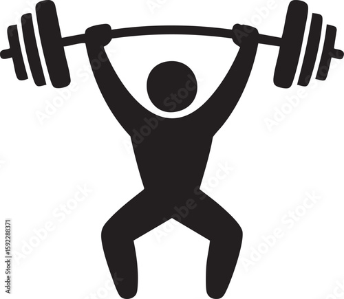 Weightlifter Silhouette Icon Lifting Barbell For Gym Fitness Workout Training Sports Bodybuilding Strength Power Athletic And Health

