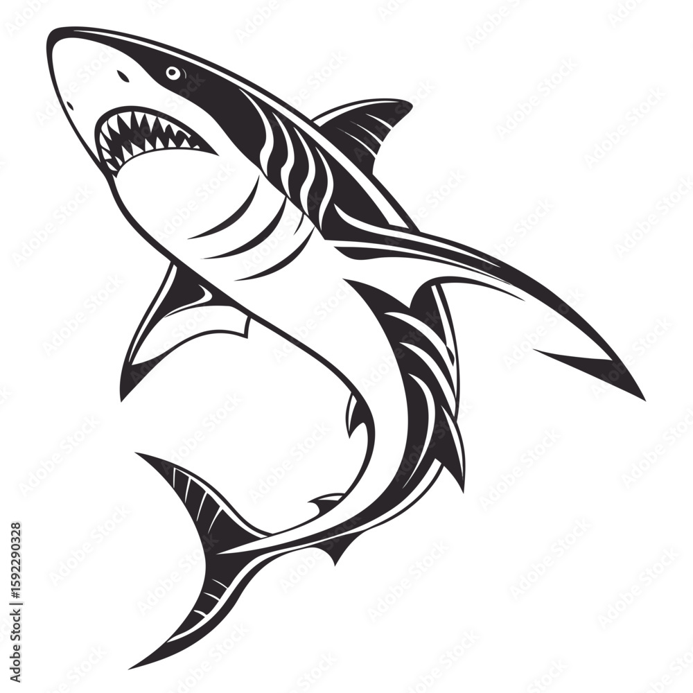Fototapeta premium A stylized illustration of a great white shark