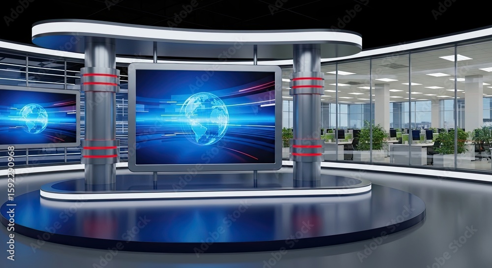 Obraz premium Television studio, virtual studio set. ideal for green screen compositing,