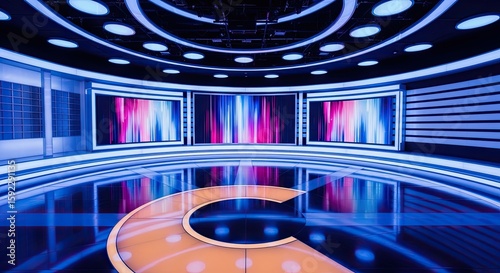 Television studio, virtual studio set. ideal for green screen compositing,