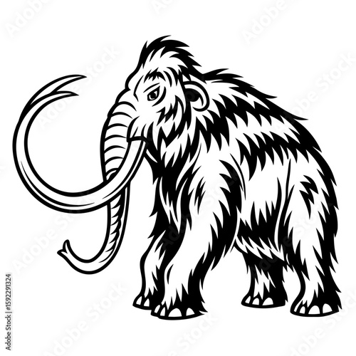 Stylized illustration of a woolly mammoth