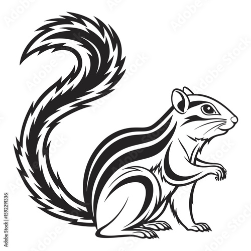 Tribal art style chipmunk with bold stripes