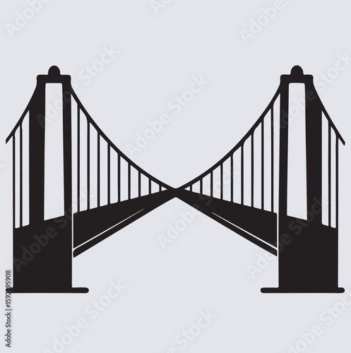 suspension bridge minimalist silhouette vector art illustration, golden gate bridge vector