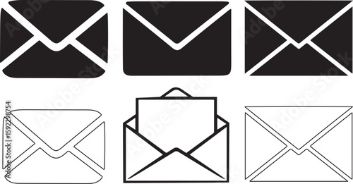 Collection of email icons in a distinctive silhouette style