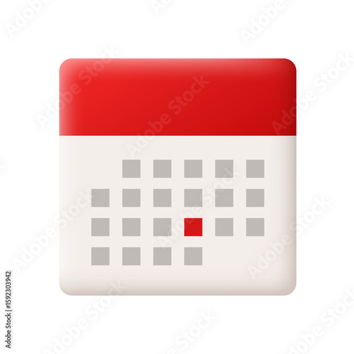 Calendar 3d icon. Vector clipart isolated on white background.