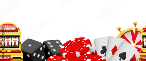 Casino seamless border. Vector frame isolated on white background
