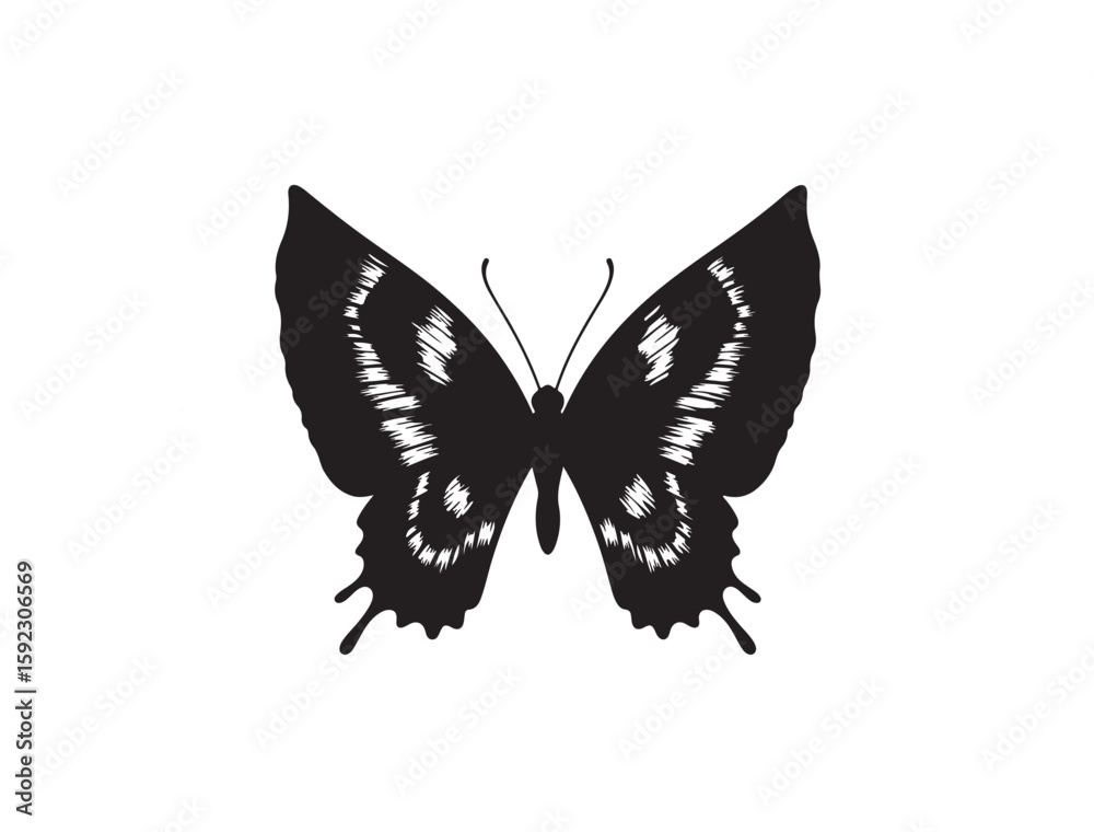 Fototapeta premium Create a symmetrical butterfly silhouette designed for a tattoo template
