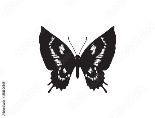 Create a symmetrical butterfly silhouette designed for a tattoo template