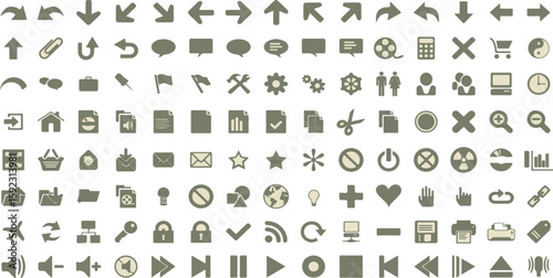  Minimal UI UX Icon Set ,Flat Interface Symbols Collection.