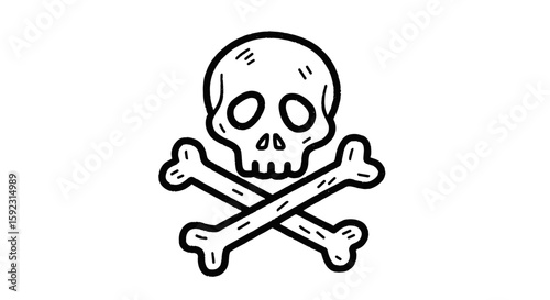 Skull and crossbones vector illustration in chalk drawing style  