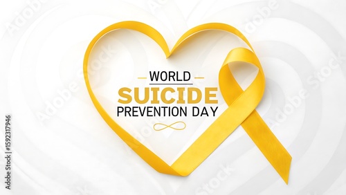 A yellow ribbon forms heart for World Suicide Prevention Day, message of hope