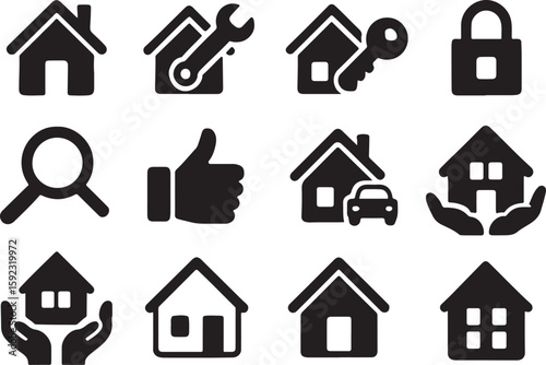 Collection of Black House Icons and Symbols home icon