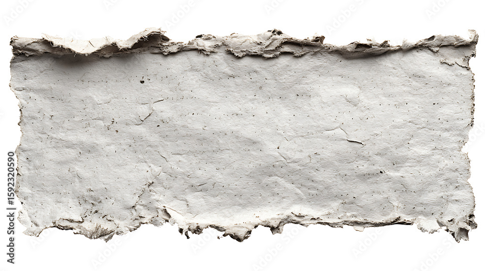 Obraz premium Scrap of newspaper with uneven ripped edges, isolated on a white background