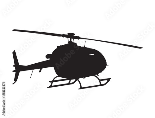 Silhouette of a vintage helicopter vector design, isolated on white