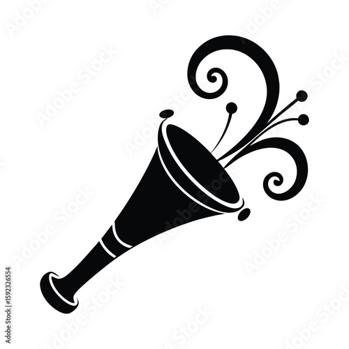 Musical woodwind instrument flute silhouette icon isolated on white background