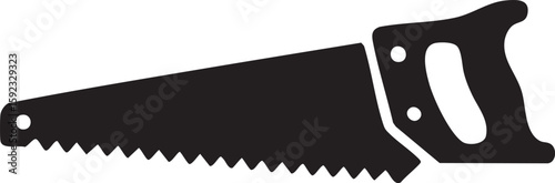 Hand Saw Silhouette Icon Of Wood Cutting Carpenter Tool Illustration For Construction Carpentry Workshop Repair Maintenance And DIY Work

