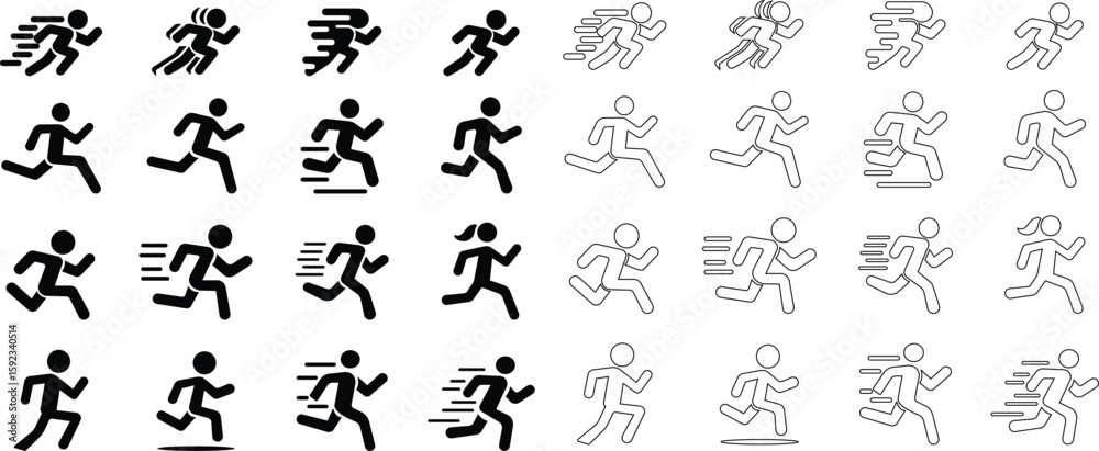 image displays of running and walking icon set. used to symbolize movement fitness or activity in various contexts workout modes or goals related to speed progress or routes web design infographics image displays of running and walking icon set. used to symbolize movement fitness or activity in various contexts workout modes or goals related to speed progress or routes web design infographics