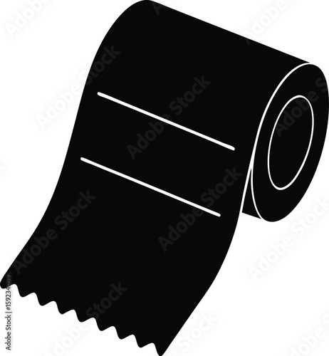 Clean concept silhouette of a paper receipt roll isolated on transparent background