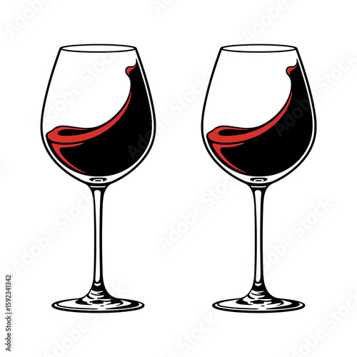 Illustration of Elegant wine glass swirl showcasing rich red wine