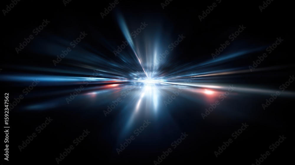 Fototapeta premium Abstract night vision of a tunnel with a bright central light