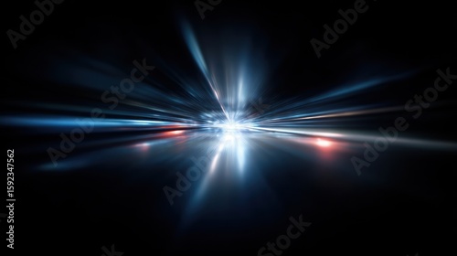 Abstract night vision of a tunnel with a bright central light