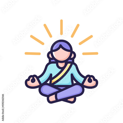 Meditating figure with energy radiating outward