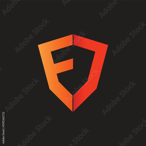 fj letter and shield logo vector