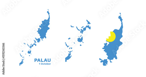Tableau sur toile palau flag and map set