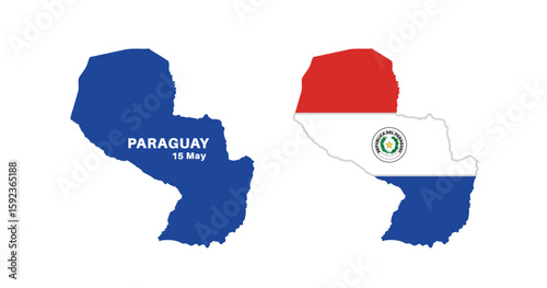 paraguay flag and map set. paraguay flag in official colors and proportions., map