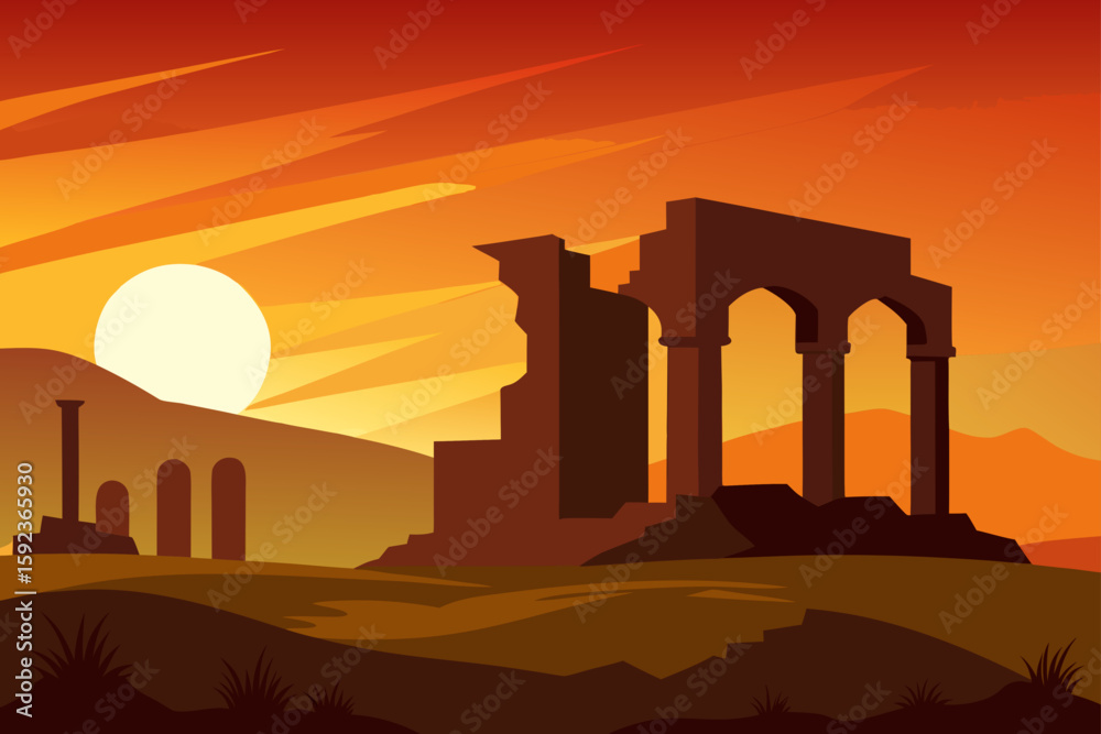 Fototapeta premium sunset light on old ruins