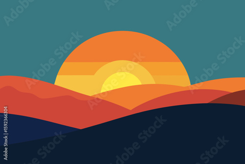 sunset on quiet hillside